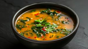 Soupe de tofu aux épinards et sauce soja thaï